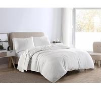 Bella Nights Flannelette Duvet Cover Set - 100% Brushed Cotton Bedding with Matching Pillowcases Soft & Warm Thermal Bed Linen for All Seasons - Cozy Flannel Quilt Cover Set (White, Double)