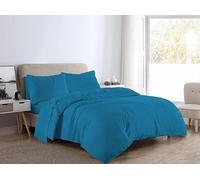 Bella Nights Flannelette Duvet Cover Set - 100% Brushed Cotton Bedding with Matching Pillowcases Soft & Warm Thermal Bed Linen for All Seasons - Cozy Flannel Quilt Cover Set (Teal, Double)