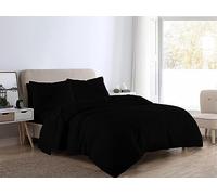 Bella Nights Flannelette Duvet Cover Set - 100% Brushed Cotton Bedding with Matching Pillowcases Soft & Warm Thermal Bed Linen for All Seasons - Cozy Flannel Quilt Cover Set (Black, Single)