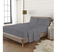 Bella Nights Flannelette Flat Sheet - 100% Brushed Cotton Ultra-Soft & Warm Plain Thermal Bed Sheet - Breathable & Cozy for All-Season Comfort (Grey, Double)