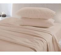 Bella Nights Flannelette Sheet Set - 100% Brushed Cotton Bedding Set Includes Fitted Sheet Flat Sheet & Pillowcases - Ultra-Soft Warm & Breathable Winter And Summer Bed Sheets (Beige, King)