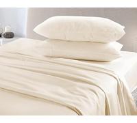 Bella Nights Flannelette Sheet Set - 100% Brushed Cotton Bedding Set Includes Fitted Sheet Flat Sheet & Pillowcases - Ultra-Soft Warm & Breathable Winter And Summer Bed Sheets (Cream, Super King)