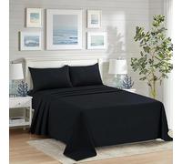 Bella Nights Flat Sheet 100% Egyptian Cotton 200 Thread Count - Hotel Quality Soft & Durable Bedding - Luxury Flat Bed Sheets for Ultimate Comfort (Black, Super King)