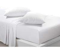 Bella Nights Flat Sheet Non Iron Polycotton Percale - 180 Thread Count - Soft & Durable Flat Bed Sheet - Easy Care Wrinkle-Resistant Bedding - Hotel Quality Lightweight Sheet (White, Single)
