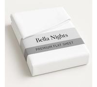 Bella Nights Flat Sheet Polycotton Blend - Soft & Durable Easy Care Bed Sheet Plain Dyed Bed Linen - Lightweight Bedding - Hotel Quality Bed Sheet (White, King)