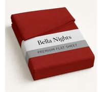 Bella Nights Flat Sheet Polycotton Blend - Soft & Durable Easy Care Bed Sheet Plain Dyed Bed Linen - Lightweight Bedding - Hotel Quality Bed Sheet (Red, Double)