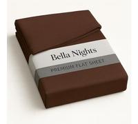 Bella Nights Flat Sheet Polycotton Blend - Soft & Durable Easy Care Bed Sheet Plain Dyed Bed Linen - Lightweight Bedding - Hotel Quality Bed Sheet (Chocolate, Double)