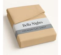 Bella Nights Flat Sheet Polycotton Blend - Soft & Durable Easy Care Bed Sheet Plain Dyed Bed Linen - Lightweight Bedding - Hotel Quality Bed Sheet (Beige, Single)