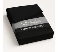 Bella Nights Flat Sheet Polycotton Blend - Soft & Durable Easy Care Bed Sheet Plain Dyed Bed Linen - Lightweight Bedding - Hotel Quality Bed Sheet (Black, Super King)