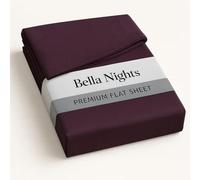 Bella Nights Flat Sheet Polycotton Blend - Soft & Durable Easy Care Bed Sheet Plain Dyed Bed Linen - Lightweight Bedding - Hotel Quality Bed Sheet (Plum, Double)