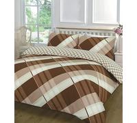 Bella Nights Hardy Check Striped Duvet Cover Set Luxury Polycotton- Soft Printed Effect Bedding with Pillowcases - Easy Care, Breathable & Stylish Bedroom Set (Bown, King)