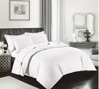 Bella Nights Luxury Stripe Duvet Cover Set - 400 Thread Count Satin Stripe Bedding - 100% Egyptian Cotton Quilt Cover - Hotel Quality Bed Set with Pillowcases (White, King)