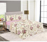 Bella Nights Olivia Flannelette Sheet Set - 100% Brushed Cotton Floral Thermal Bedding Set with Fitted Sheet Flat Sheet & Pillowcase Soft & Warm (Pink, King)
