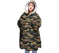Bella Nights Oversized Wearable Blanket Hoodie - Teddy Fleece Fluffy Sherpa Printed Hooded Blanket Pullover - Ultra Soft & Warm One Size Loungewear for Men & Women (Camouflage)