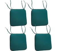 Bella Nights Pack of 4 Waterproof Chair Pads 38x38 cm - Indoor Outdoor Square Seat Pads with Ties for Dining, Office Garden Patio & Kitchen Chairs (Green)