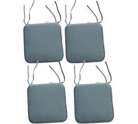 Bella Nights Pack of 4 Waterproof Chair Pads 38x38 cm - Indoor Outdoor Square Seat Pads with Ties for Dining, Office Garden Patio & Kitchen Chairs (Silver)