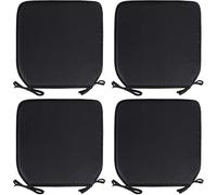 Bella Nights Pack of 4 Waterproof Chair Pads 38x38 cm - Indoor Outdoor Square Seat Pads with Ties for Dining, Office Garden Patio & Kitchen Chairs (Black)