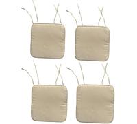 Bella Nights Pack of 4 Waterproof Chair Pads 38x38 cm - Indoor Outdoor Square Seat Pads with Ties for Dining, Office Garden Patio & Kitchen Chairs (Beige)