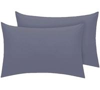 Bella Nights Pillowcases Housewife Pack of 2- Polycotton Percale Soft & Durable Easy Care Pillow Covers Plain Dyed Bedding Standard Size 50 x75 cm (Grey)