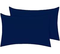 Bella Nights Pillowcases Housewife Pack of 2- Polycotton Percale Soft & Durable Easy Care Pillow Covers Plain Dyed Bedding Standard Size 50 x75 cm (Navy)
