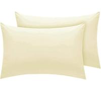 Bella Nights Pillowcases Housewife Pack of 2- Polycotton Percale Soft & Durable Easy Care Pillow Covers Plain Dyed Bedding Standard Size 50 x75 cm (Cream)