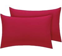 Bella Nights Pillowcases Housewife Pack of 2- Polycotton Percale Soft & Durable Easy Care Pillow Covers Plain Dyed Bedding Standard Size 50 x75 cm (Red)