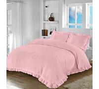 Bella Nights Santiago Duvet Cover Bedding Set with Pillowcases - Soft Polycotton, Easy Care, Plain Design with Frilled Edges - Lightweight & Elegant Bedroom Set (Blush, King)