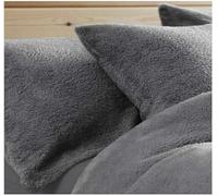 Bella Nights Soft & Cozy Teddy Bear Pair Pillowcases Warm Soft Plush Fleece Pillow Case (Charcoal)