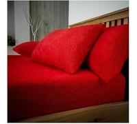 Bella Nights Soft & Cozy Teddy Bear Pair Pillowcases Warm Soft Plush Fleece Pillow Case (Red)