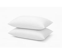 Bella Nights Stripe Pillows 2 Pack - Hotel Quality Bed Pillows with Soft Hollowfibre Down Filling, Hypoallergenic & Breathable, Elegant Stripe Design, Supportive for Back, Side & Stomach Sleepers (2)