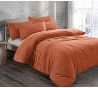 Bella Nights Teddy Bear Fleece Duvet Cover Set - Thermal Warm & Cosy Soft Fur Bedding with Pillowcases - Winter Duvet Set (Orange, King)
