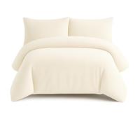Bella Nights Teddy Bear Fleece Duvet Cover Set - Thermal Warm & Cosy Soft Fur Bedding with Pillowcases - Winter Duvet Set (Cream, Double)