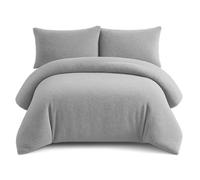 Bella Nights Teddy Bear Fleece Duvet Cover Set - Thermal Warm & Cosy Soft Fur Bedding with Pillowcases - Winter Duvet Set (Silver, Double)