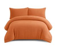 Bella Nights Teddy Bear Fleece Duvet Cover Set - Thermal Warm & Cosy Soft Fur Bedding with Pillowcases - Winter Duvet Set (Orange, Single)