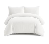 Bella Nights Teddy Bear Fleece Duvet Cover Set - Thermal Warm & Cosy Soft Fur Bedding with Pillowcases - Winter Duvet Set (White, Single)