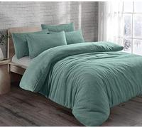 Bella Nights Teddy Bear Fleece Duvet Cover Set - Thermal Warm & Cosy Soft Fur Bedding with Pillowcases - Winter Duvet Set (Teal, Double)