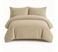 Bella Nights Teddy Bear Fleece Duvet Cover Set - Thermal Warm & Cosy Soft Fur Bedding with Pillowcases - Winter Duvet Set (Beige, Double)