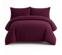 Bella Nights Teddy Bear Fleece Duvet Cover Set - Thermal Warm & Cosy Soft Fur Bedding with Pillowcases - Winter Duvet Set (Plum, Double)