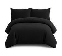 Bella Nights Teddy Bear Fleece Duvet Cover Set - Thermal Warm & Cosy Soft Fur Bedding with Pillowcases - Winter Duvet Set (Black, Double)