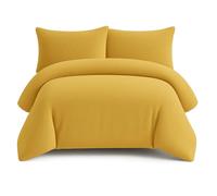 Bella Nights Teddy Bear Fleece Duvet Cover Set - Thermal Warm & Cosy Soft Fur Bedding with Pillowcases - Winter Duvet Set (Ochre, Double)