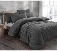 Bella Nights Teddy Bear Fleece Duvet Cover Set - Thermal Warm & Cosy Soft Fur Bedding with Pillowcases - Winter Duvet Set (Charcoal, King)