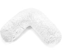 Bella Nights Teddy Cuddles V-Shaped Pillow With Case And Cuddles V Case Only - Soft Plush Fleece Neck Maternity & Orthopaedic Support (White, Teddy Cuddles Cover Only)