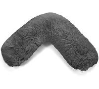 Bella Nights Teddy Cuddles V-Shaped Pillow With Case And Cuddles V Case Only - Soft Plush Fleece Neck Maternity & Orthopaedic Support (Charcoal, Teddy Cuddles V Pillow With Cover)