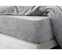 Bella Nights Teddy Fitted Sheet - Extra Deep 30cm Bed Sheet - Soft Cosy & Warm Teddy Bear Fleece Fitted Sheet - Winter Bedding - Snug Fit Mattress Cover (Silver, Double)