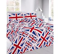 Bella Nights Union Jack Printed Duvet Cover Set with Pillowcases - Reversible Design Easy Care Polycotton Bedding Set - Soft Durable & British Flag Print (Red, King)