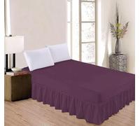 Bella Nights Valance Sheet Percale Polycotton Extra Deep Frilled Valance Fitted Bed Sheet (Plum, King)