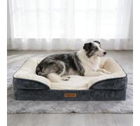 BELLA & PAL Orthopaedic Dog Bed, Dog Sofa for Medium/Large Dogs-No Assembly Needed, Egg Foam Mattress Strong Supportive, Removable & Washable Flannel Cover, Waterproof Liner, Non-Slip, 92x69x16.5 cm