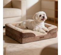 BELLA & PAL Orthopaedic Dog Bed, Dog Sofa for Small/Medium Dogs-No Assembly Needed, Egg Foam Mattress Strong Supportive, Removable & Washable Flannel Cover, Waterproof Liner, Non-Slip, 71x59x16.5 cm