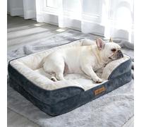 BELLA & PAL Orthopaedic Dog Bed, Dog Sofa for Small/Medium Dogs-No Assembly Needed, Egg Foam Mattress Strong Supportive, Removable & Washable Flannel Cover, Waterproof Liner, Non-Slip, 71x59x16.5 cm