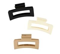 Bella Rectangle Claw Clip Non Slip Hair Styling Accessory, Standard Acrylic Neutral Matte - PACK OF 3